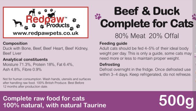 Redpaw Raw Beef & Duck Complete for Cats - 500g - Image 3