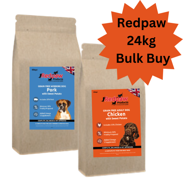 Redpaw Freshly Prepared Grain Free – 24Kg Bulk Buy (1 x 12kg Pork & 1 x 12Kg Chicken WD)