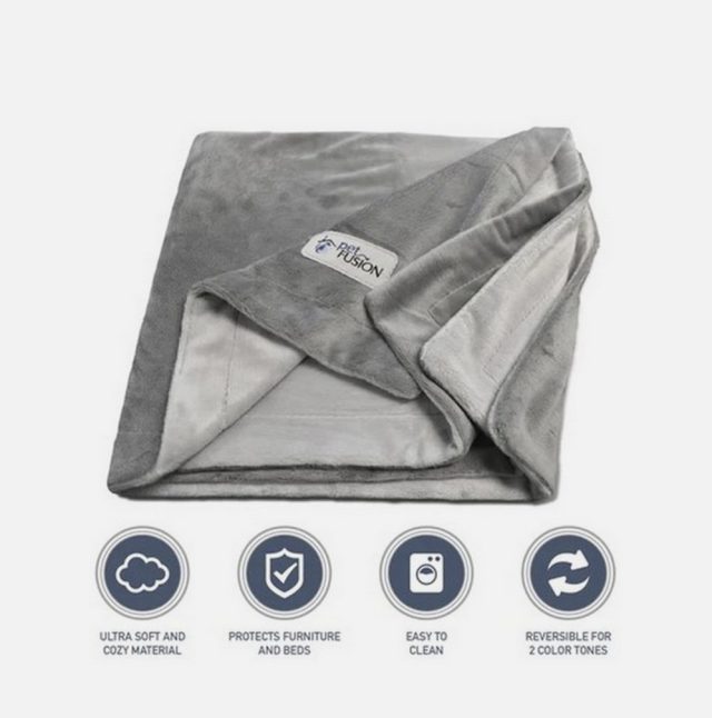 PetFusion Premium Pet Blanket XL 152x122cm Grey Reversible Micro Plush - Image 2