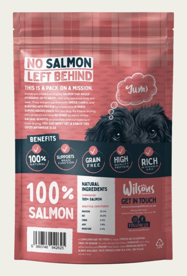 Wilsons Wee Salmon Crunchies Natural Freeze Dried Dog Treats - Image 2