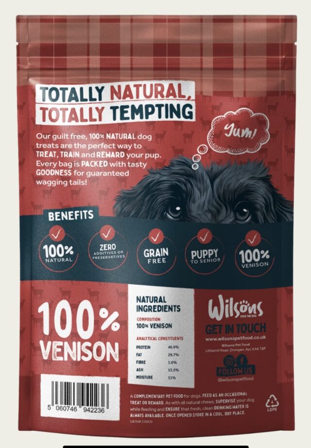 Wilsons Venison Bites Natural Dog Treats - Image 2